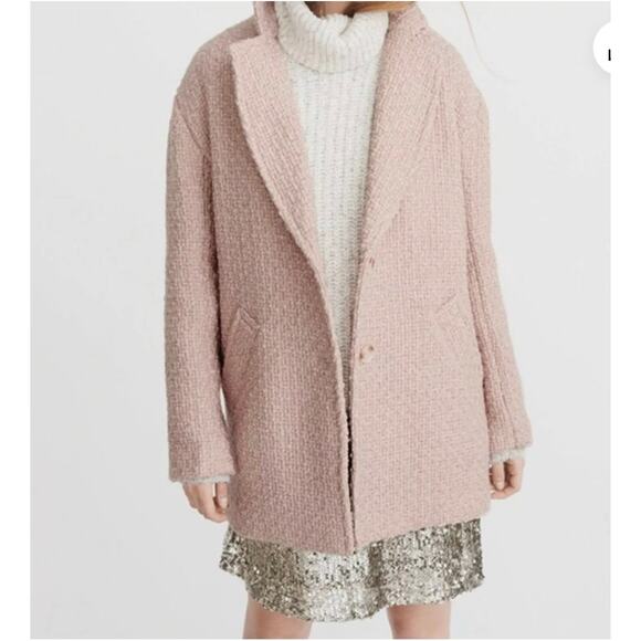 Abercrombie & Fitch A&F Pink Wool Coat Oversized Womens Size Medium - Picture 1 of 9
